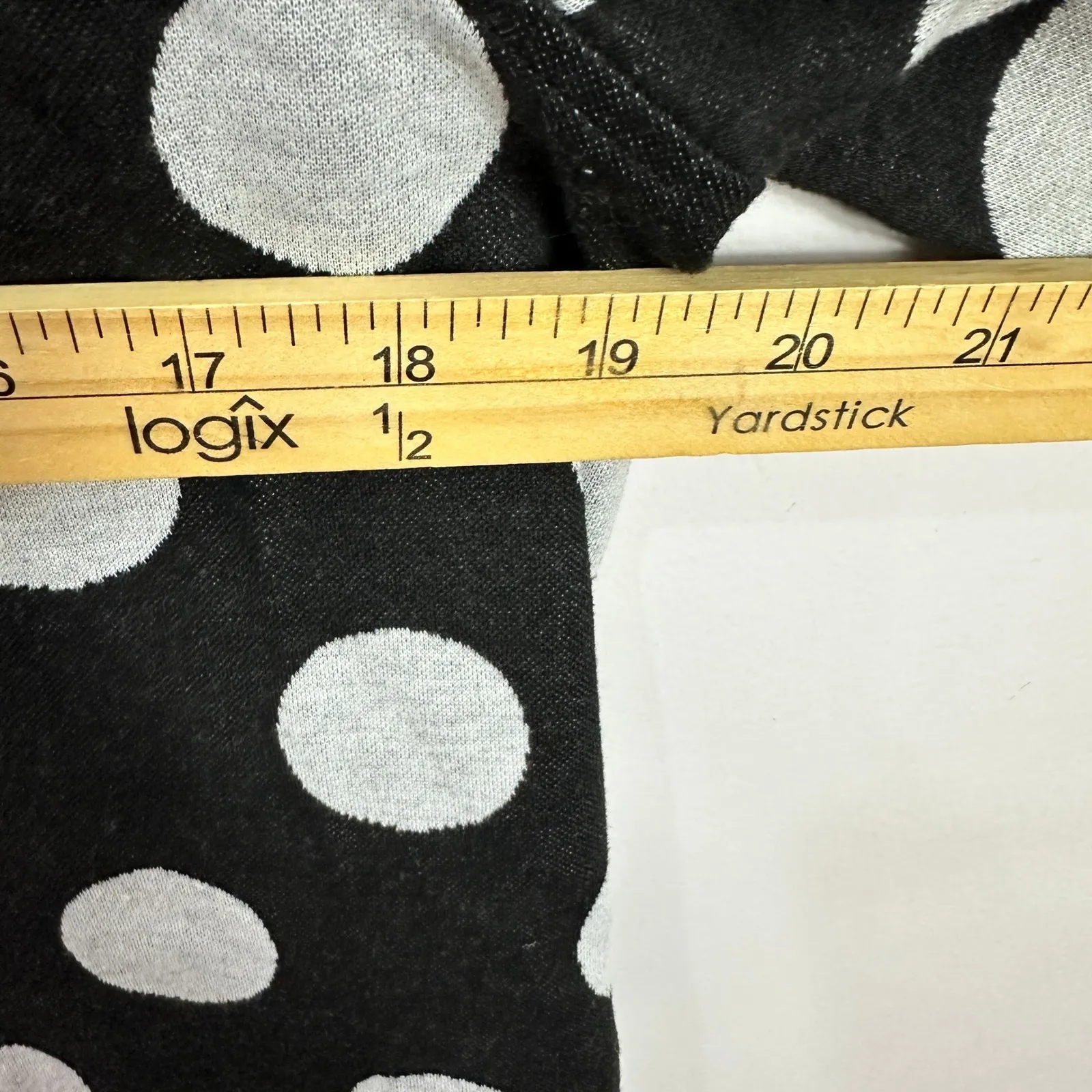 Blue Tassel Black White Polka Dot Crew Neck 3/4 Sleeve Top Preppy Size Medium - Image 5