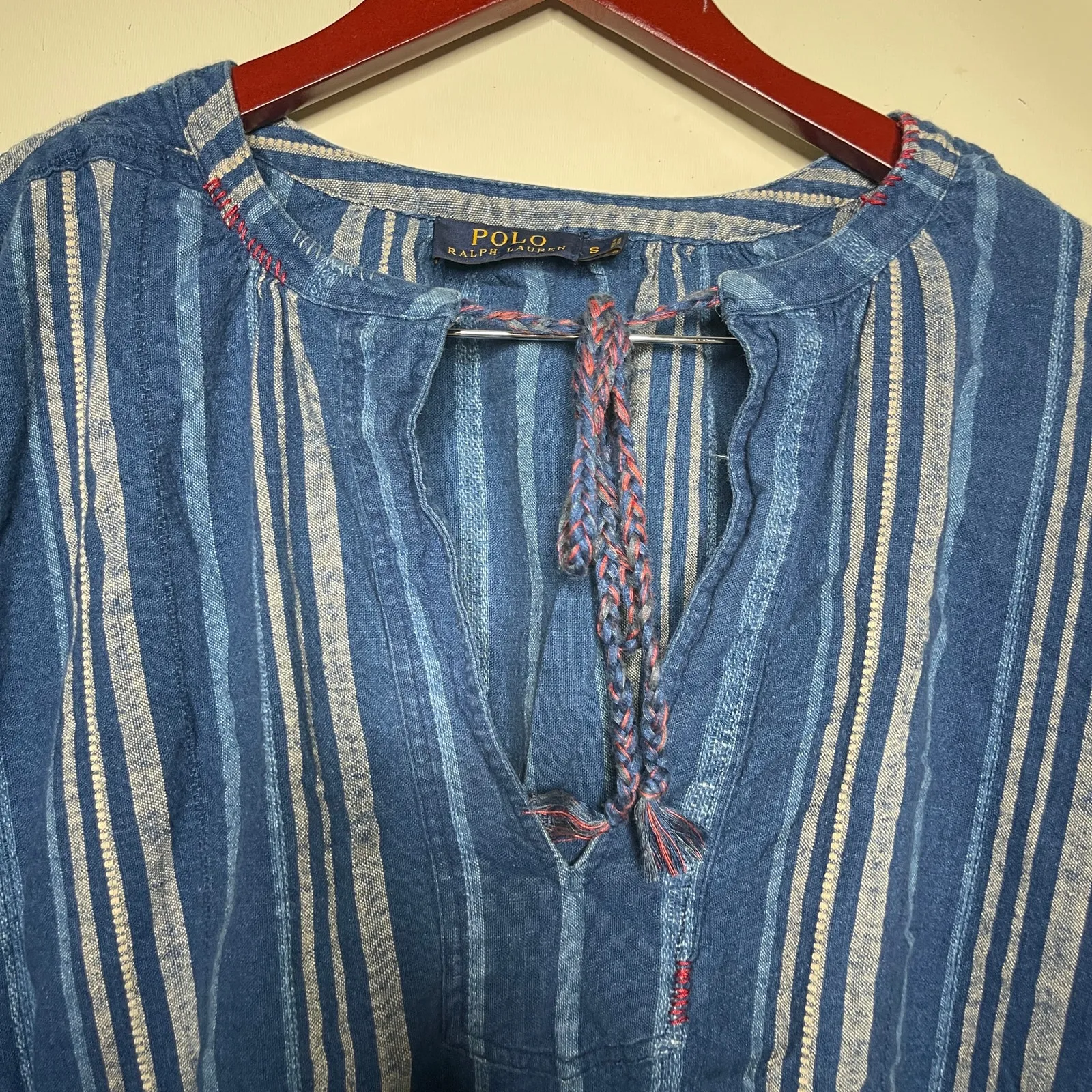 Polo Ralph Lauren Long Sleeve Alexia Blue Stripe blouse sz S - Image 3