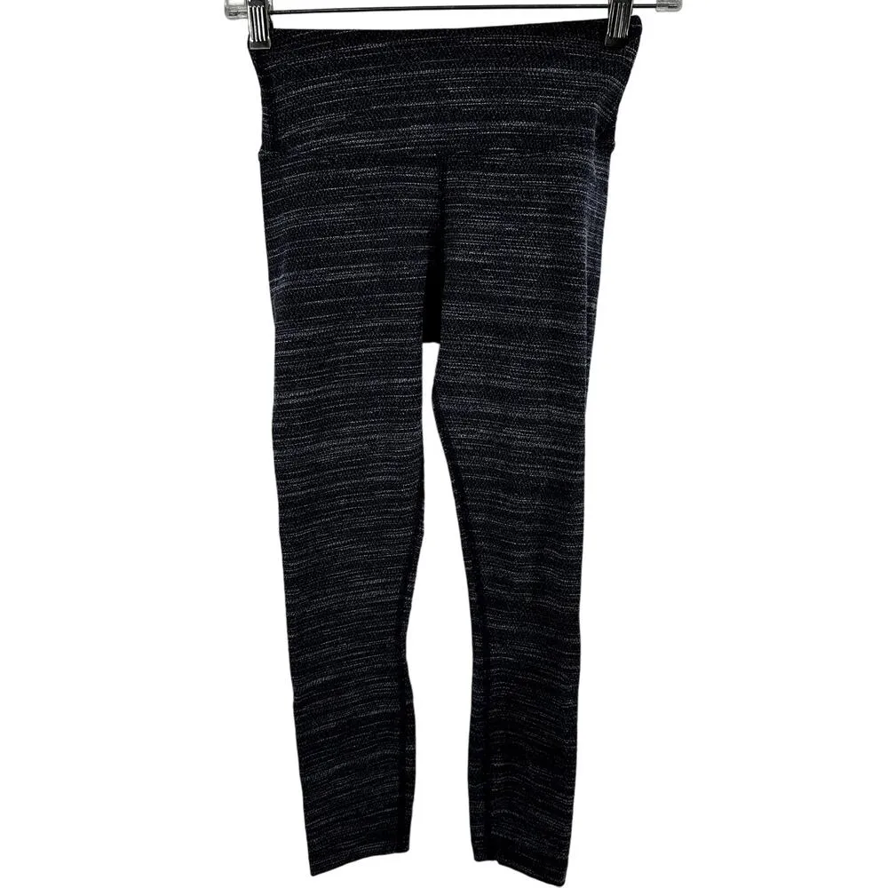 NOBULL High-Rise Crop Melange Tights Leggings Space Dye Running Navy Blue XS - Image 2