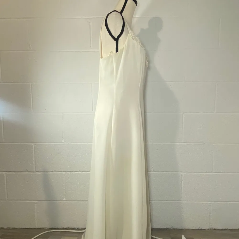 Aspeed Off White Cream Long Wedding Prom Formal Dress w Beaded Appliqué - Image 4