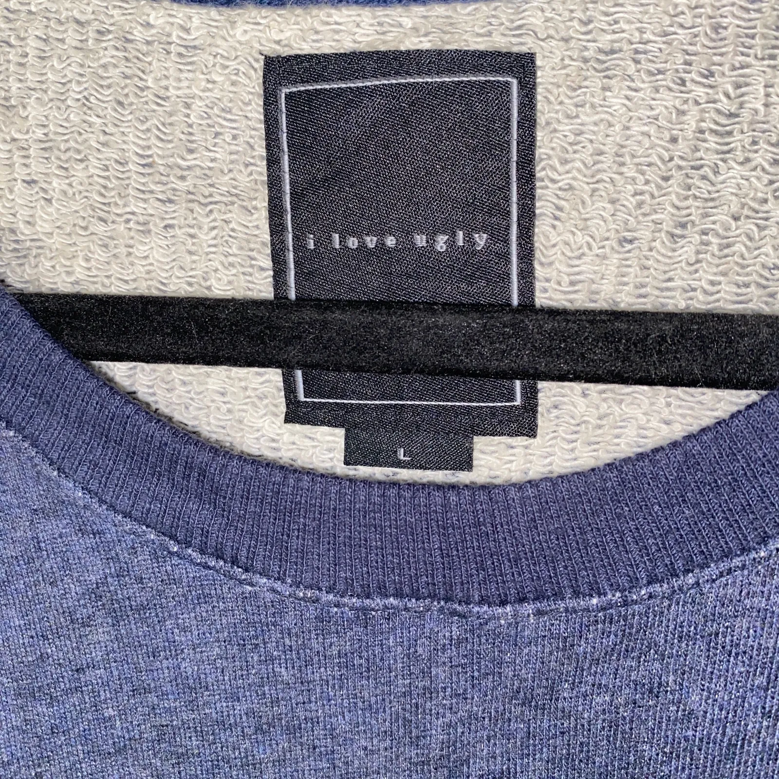 I Love Ugly Blue Oversized Pullover Terry Tunic Sweatshirt Women's Size Large - Image 4