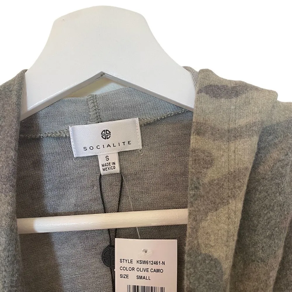 Socialite camouflage olive NEW small long sleeve hoodie crop - Image 5