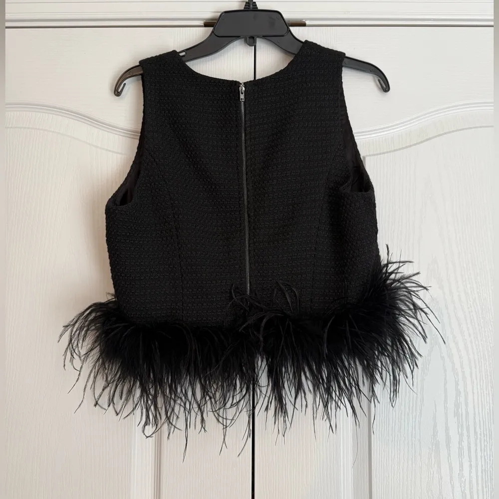 Black Top Ostrich Feather Trim - Image 2