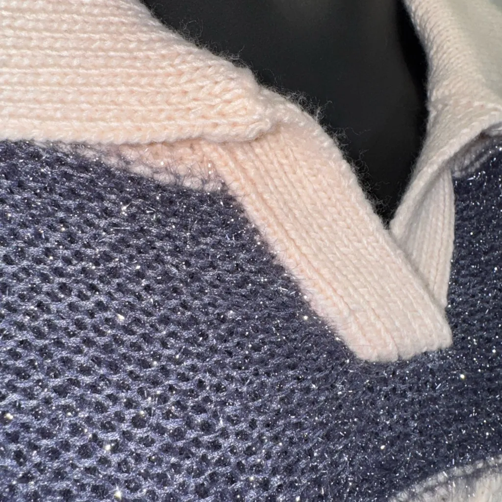 Lush Soft Pink/Peachy & Grey Metallic Stripe Knit Sweater – Size XL NWT - Image 8