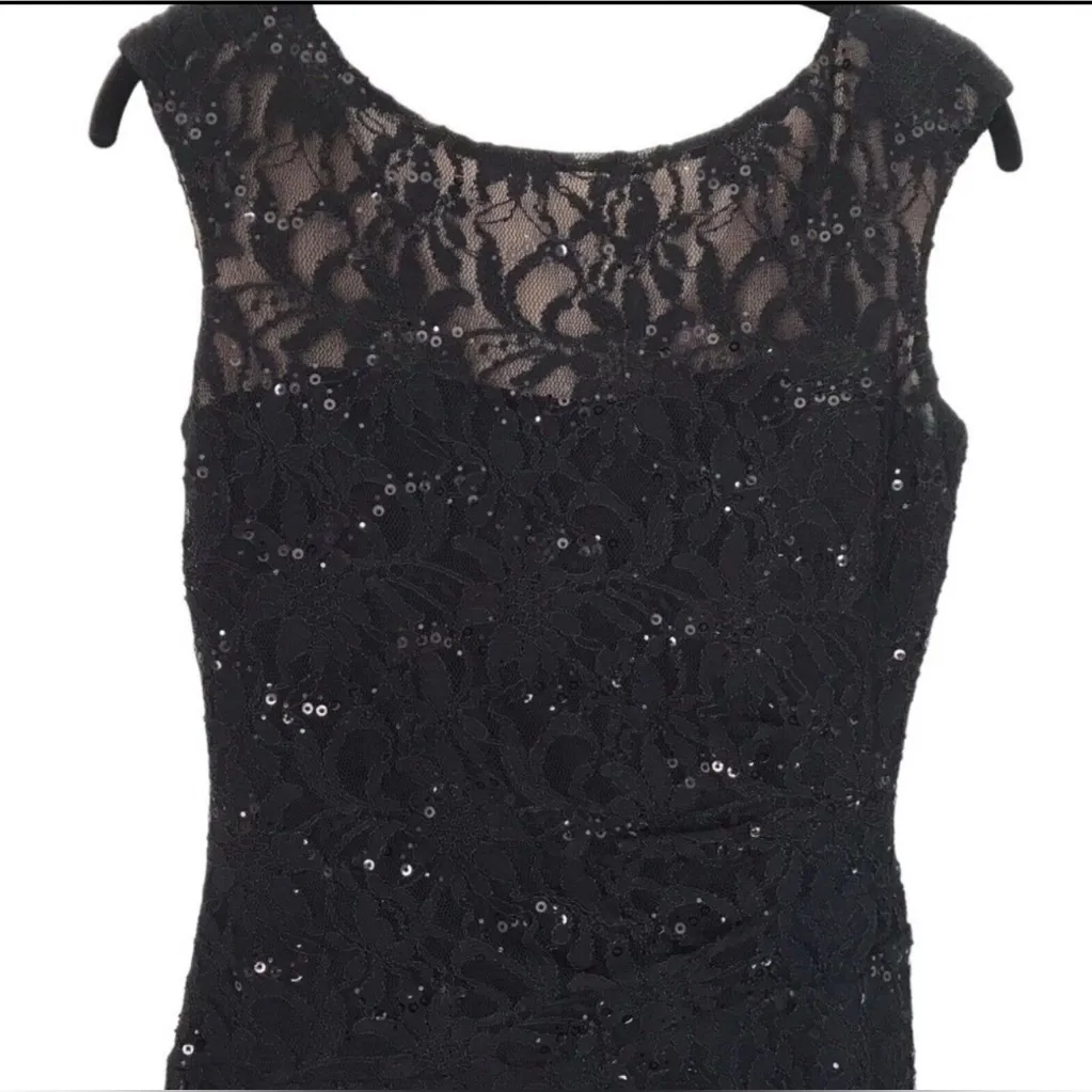 Elegant Black Lace Cocktail Dress Sequins – Sleeveless Party Evening Dress LRL Size 14P - Image 4