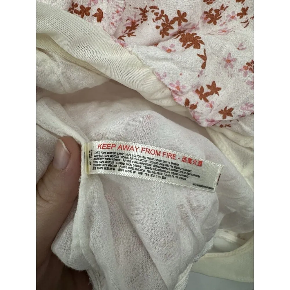 Free People Dessa Bodysuit Intimately Floral Printed Pintuck Women Top S Pink‎ - Image 6