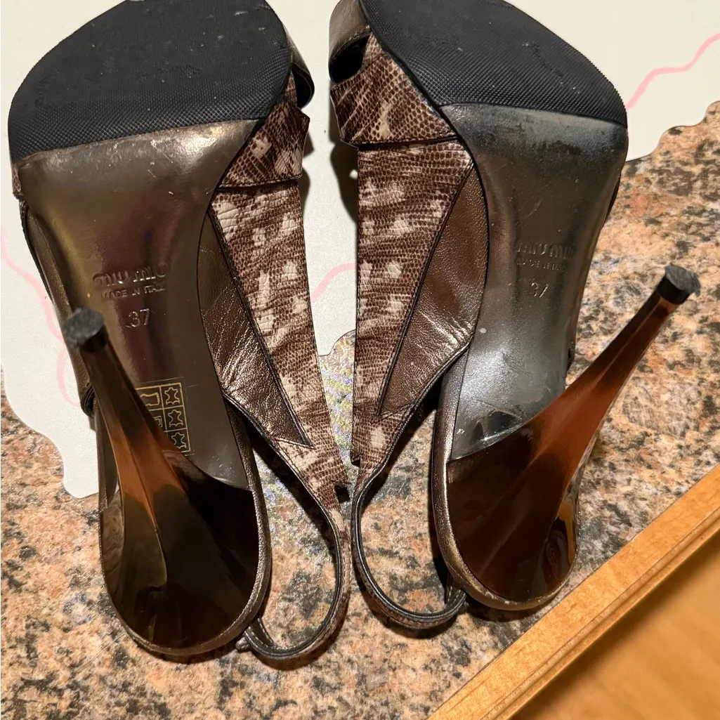 Miu Miu Metallic Slingback Heels with Jewels - Image 16