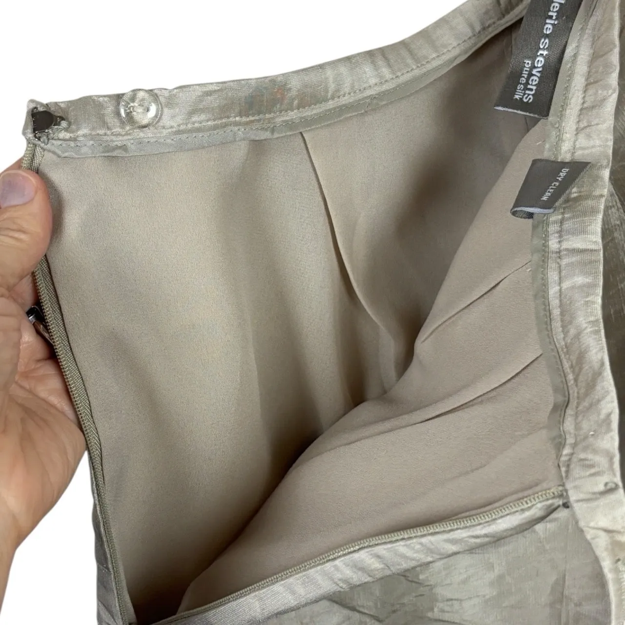 Vtg Valerie Stevens Sz 12 Tan High Rise Tapered 100% Silk Pants Tailored - Image 8