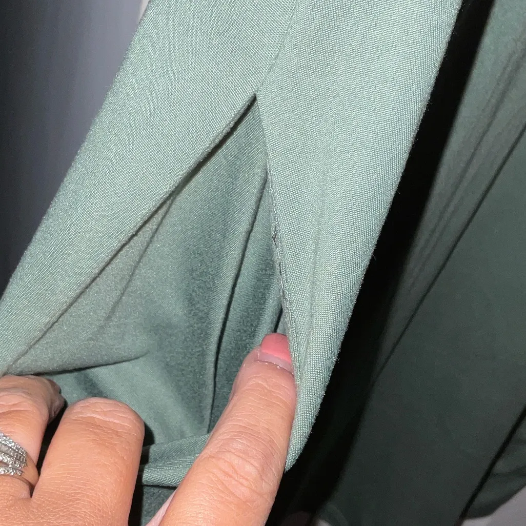 Entro  Sage Green V-Neck Short Sleeve Tee - Image 3