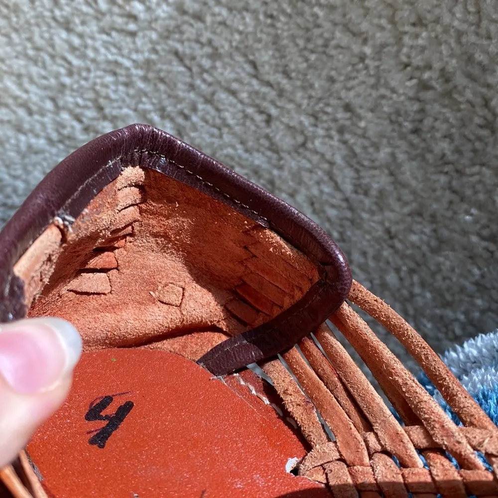 Leather woven huarache loafer sandals Brown Size 9 - Image 7