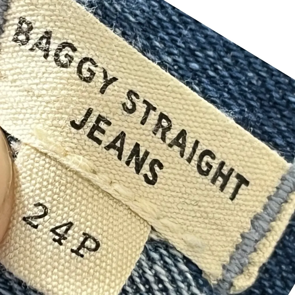 Madewell Petite Baggy Straight Jeans Size 24P Blue Olvera Wash Y2K Casual Denim - Image 12