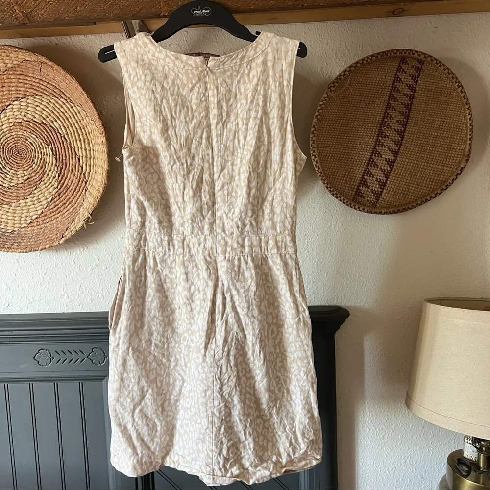 ☀️ Neutral/cream banana republic animal print linen dress - Image 3