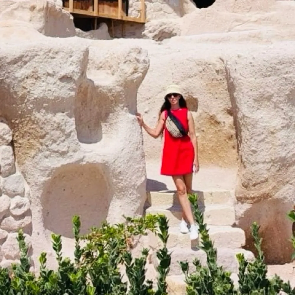 Abercrombie & Fitch Women’s High-Neck Linen Blend Mini Red Dress - Image 3