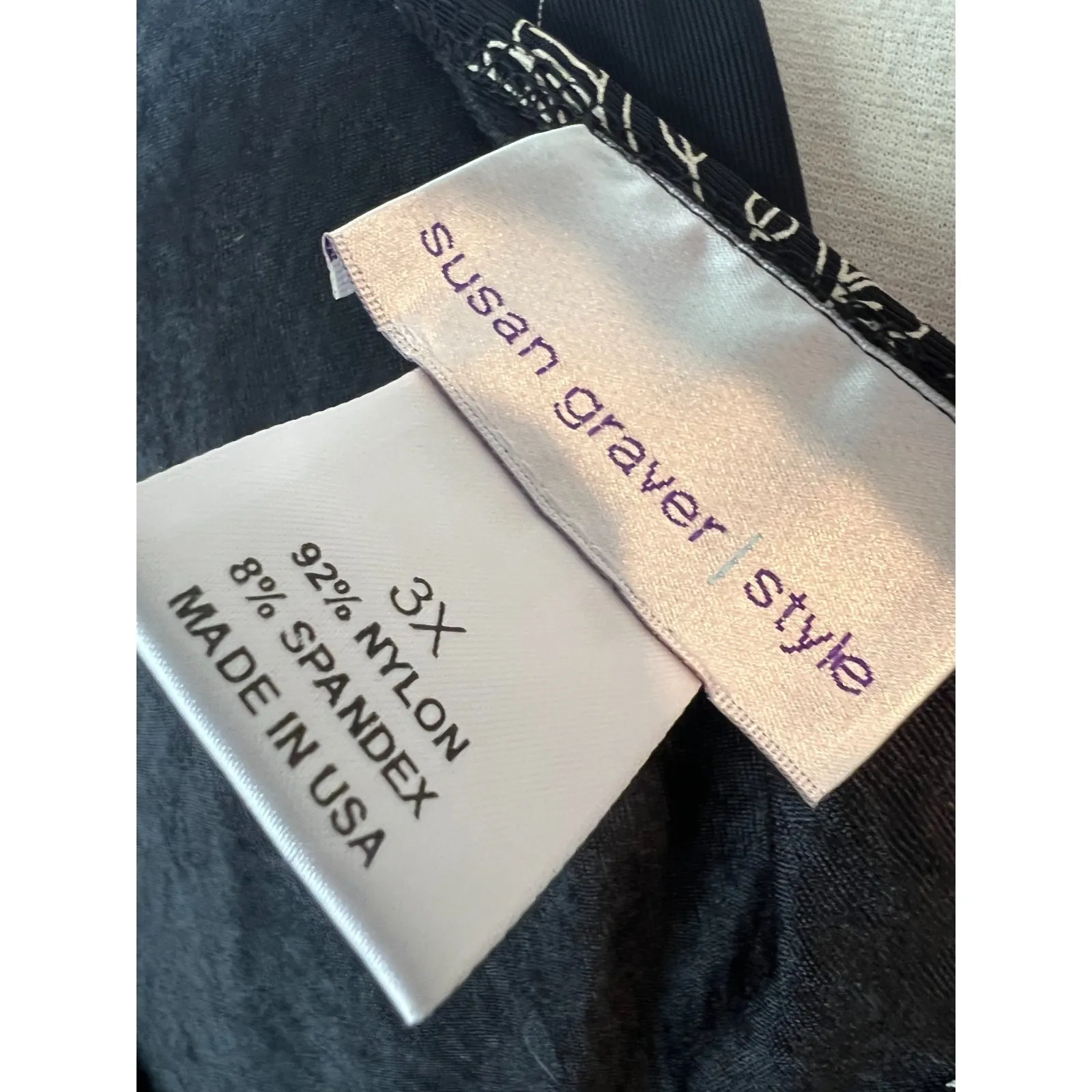 Susan Graver Style Blouse Plus size 3X 3XL Tunic Top Asian Black Shirt Nylon QVC - Image 2