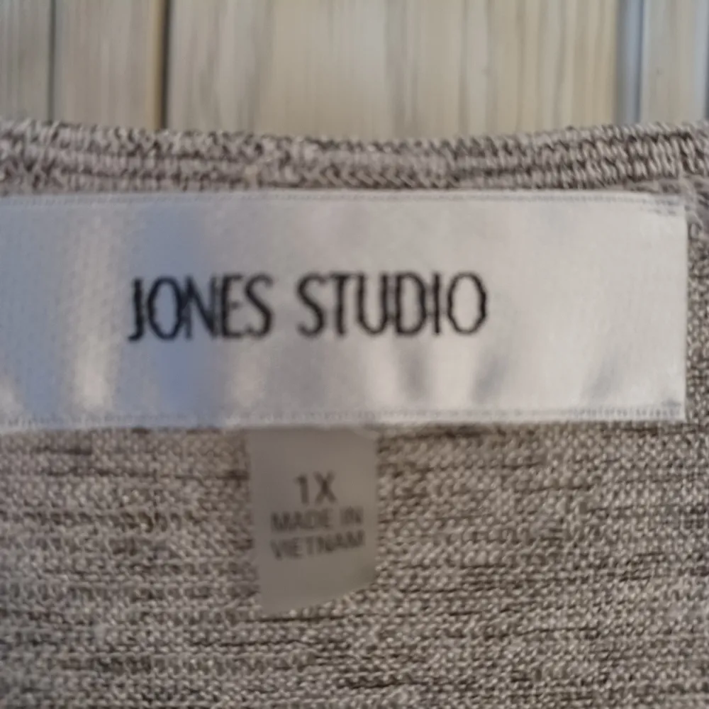 Jones Studio womens 1x sheer vneck cardigan duster grey long line plus size - Image 2