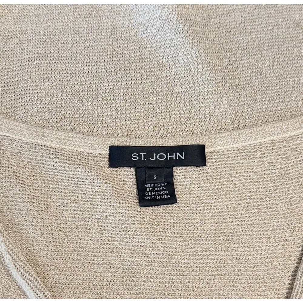 St John Womens Top Beige Cowl Neck Wool Knit Tank Sleeveless Party Size Small - Image 3