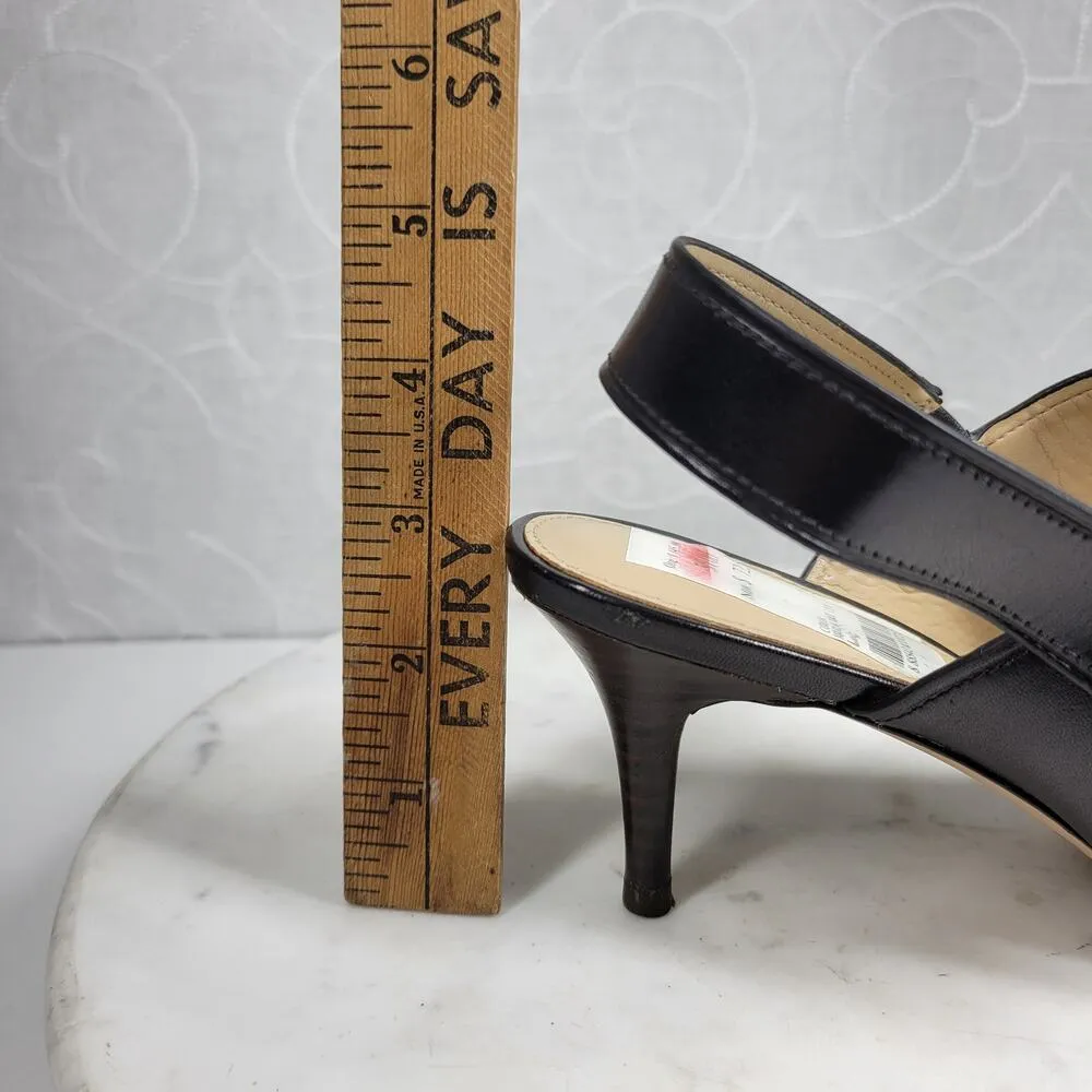 Coach Marla Slingback Heels Womens 7 Black Leather Turn Lock Open Toe Sandals - Image 15