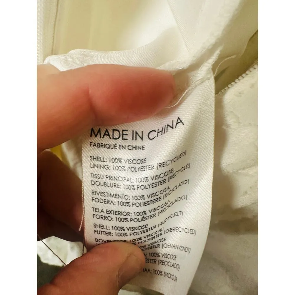 CLUB MONACO White Open Back V-Neck Textured Style Tie Back Jumpsuit Size 4 - Image 14