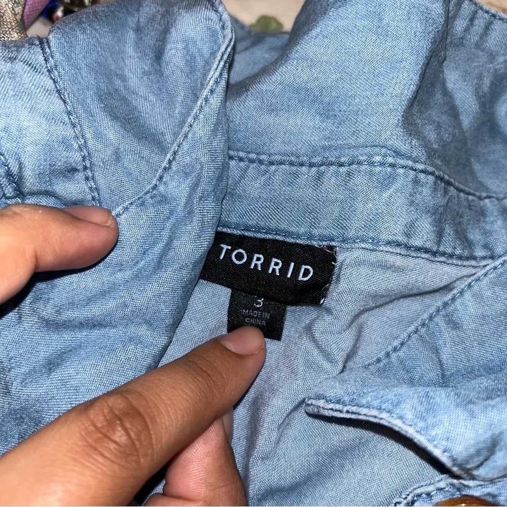 Torrid Mini Chambray Tiered Shirt Dress - Image 3