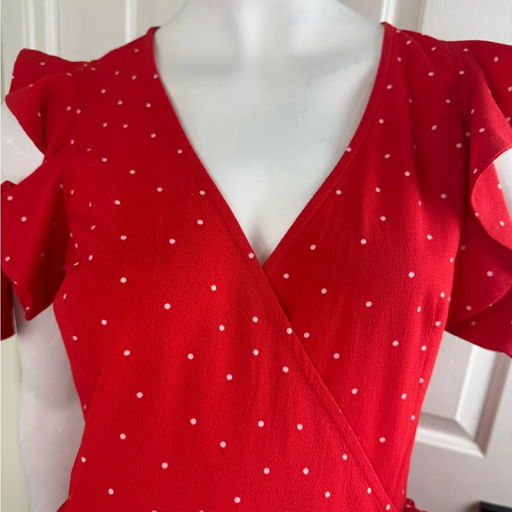 She + Sky Ruffle Dress Burgundy Maroon Dark Red Size L.   B15 - Image 9