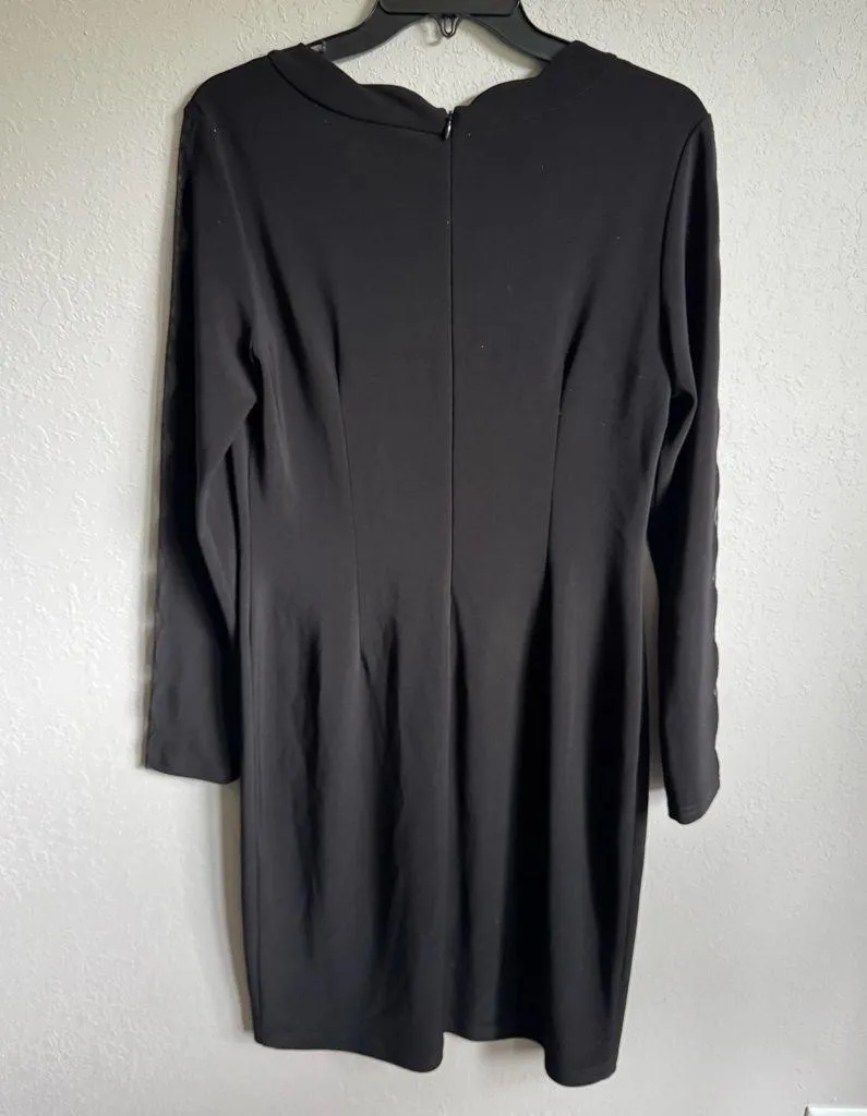 Joseph Ribkoff Black Long Sleeve Knee Length Sheath Dress Womens 10 Formal - Image 7