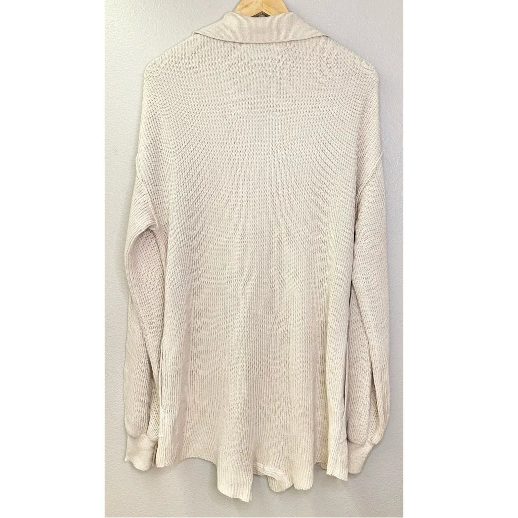 Free People Picnic Sweater Romper Cream Knit Linen Cotton Blend - Image 9