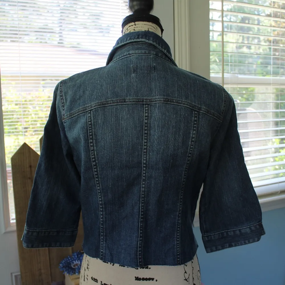 New Loft Snap Front Jean Jacket Frayed Edge Med - Image 5