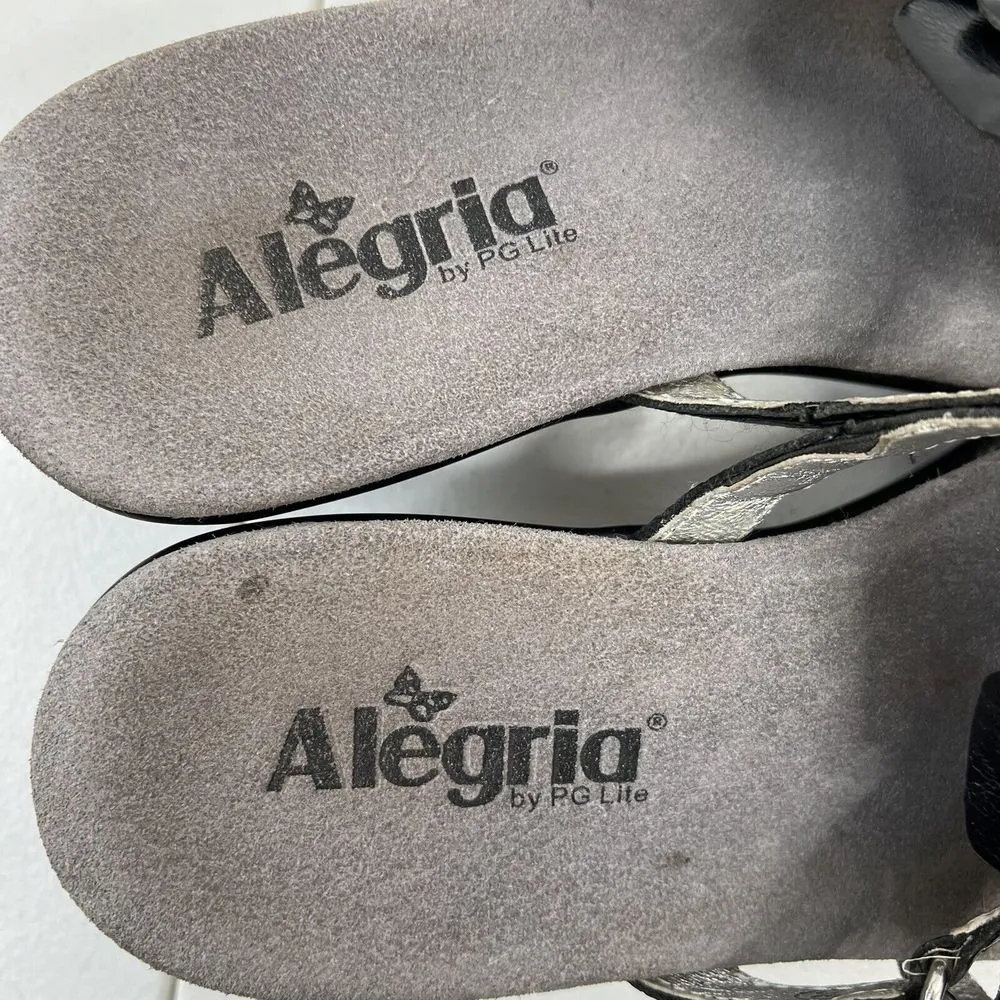 Alegria Sz 38 8 8.5 Sandals Hul-101 Black Leather Flower Concho Women’s Comfort - Image 7