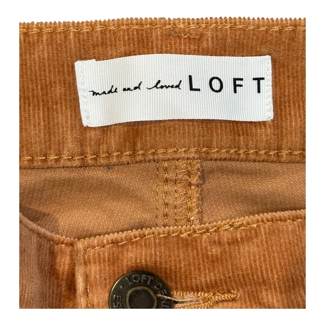 LOFT Corduroy Pants High Waist Golden Tan Brown Comfort Women Size‎ Large - Image 6