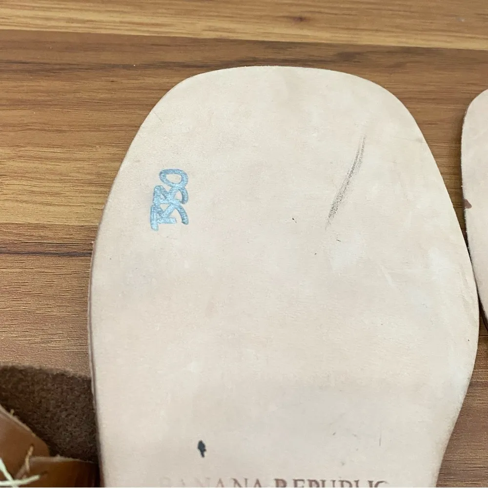 BANANA REPUBLIC Toe Ring Tan Brown Genuine Leather Ankle Strap Flat Sandals 9M - Image 16