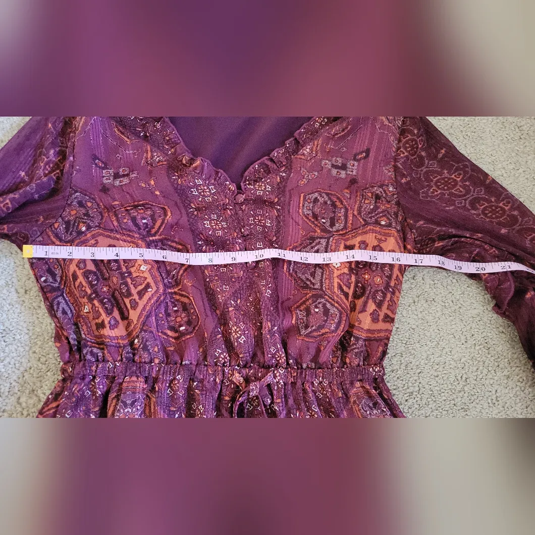 Frye and Co. Midi Flounce Royal Plum Combo Long Sleeve V - Image 10