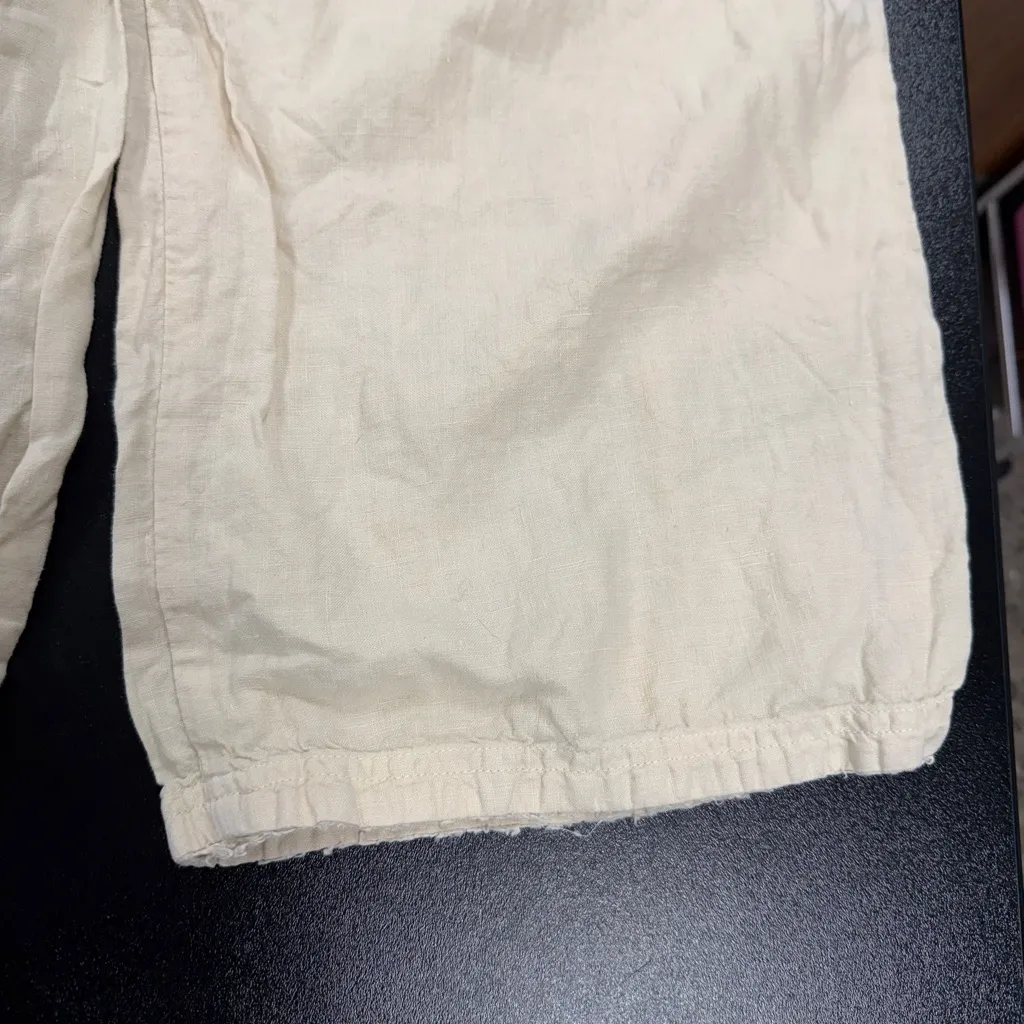 Cloth & Stone Medium Linen Wide Leg Crop Pants Cream Ecru Culottes Lagenlook - Image 10