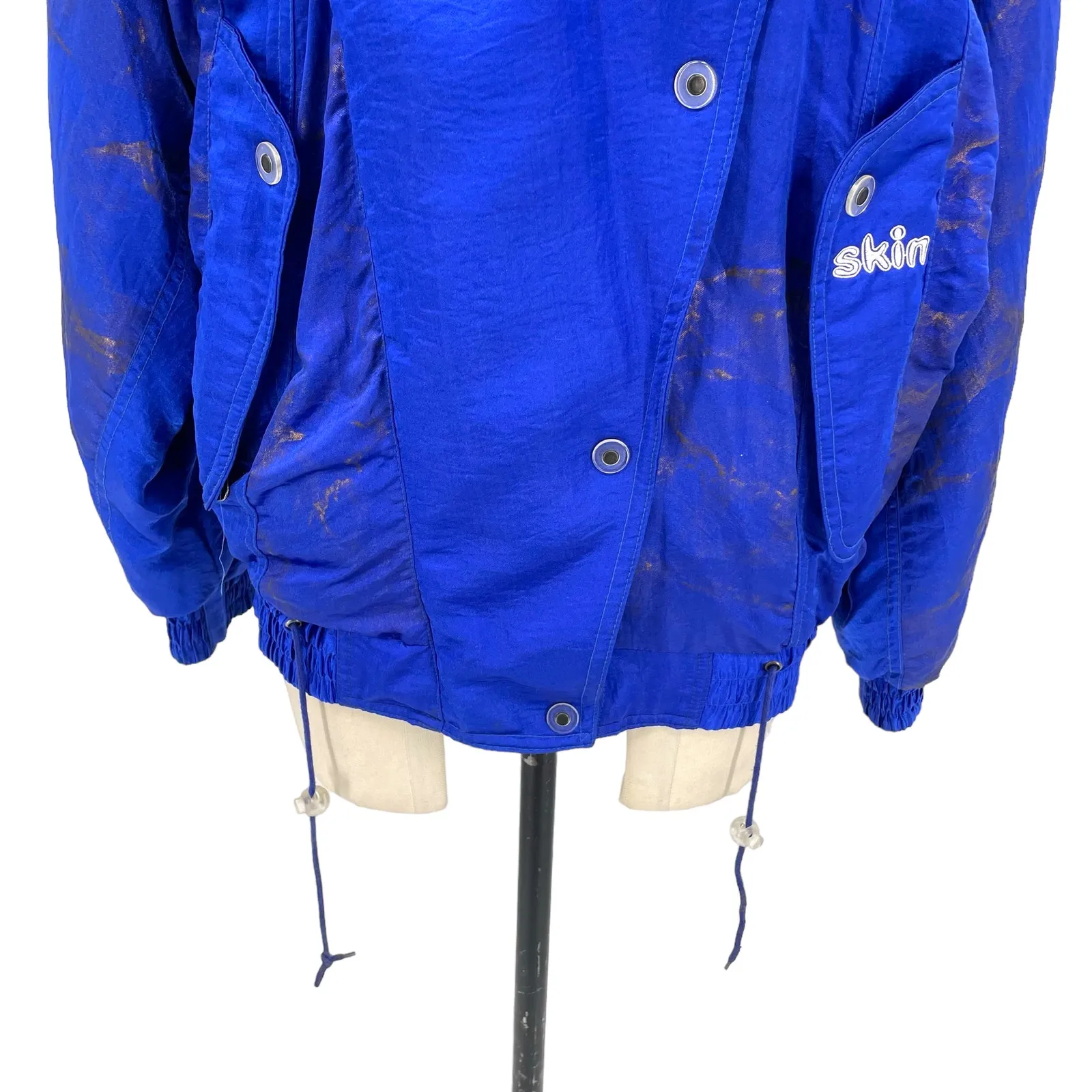 Skin Swiss Skiwear Vintage 80s Jacket Coat Cobalt Blue Rose Gold Size 36 Small - Image 5