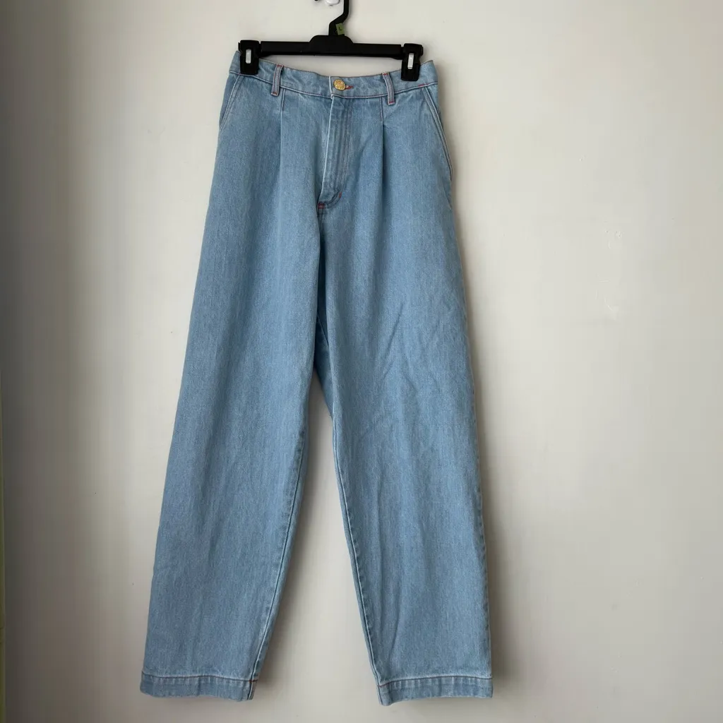 Big Bud Press Denim Trousers in Light Wash Unisex XS - Image 4