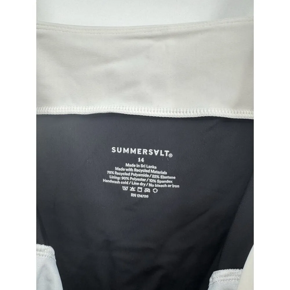 Summersalt‎ Jetsetter One Piece Swimsuit Women 14 Black White Tie Neck Beach - Image 3