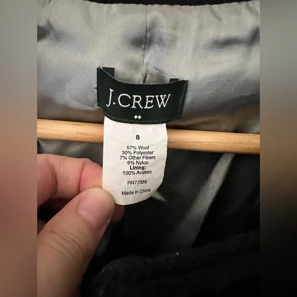 J.Crew Single-Breasted Black Wool Winter Pea Coat Size 8 - Image 2