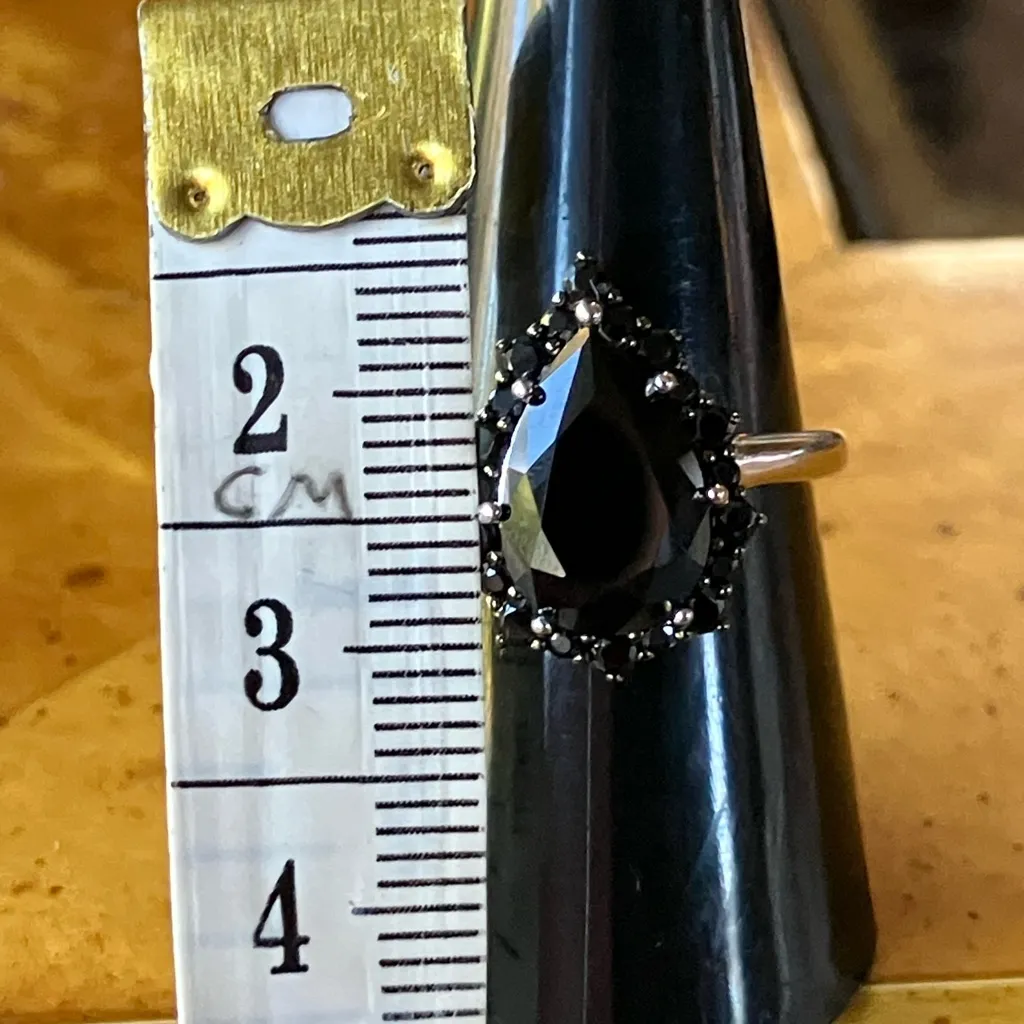 Natural Black Spinel Sterling Silver Ring Size 8 - Image 8