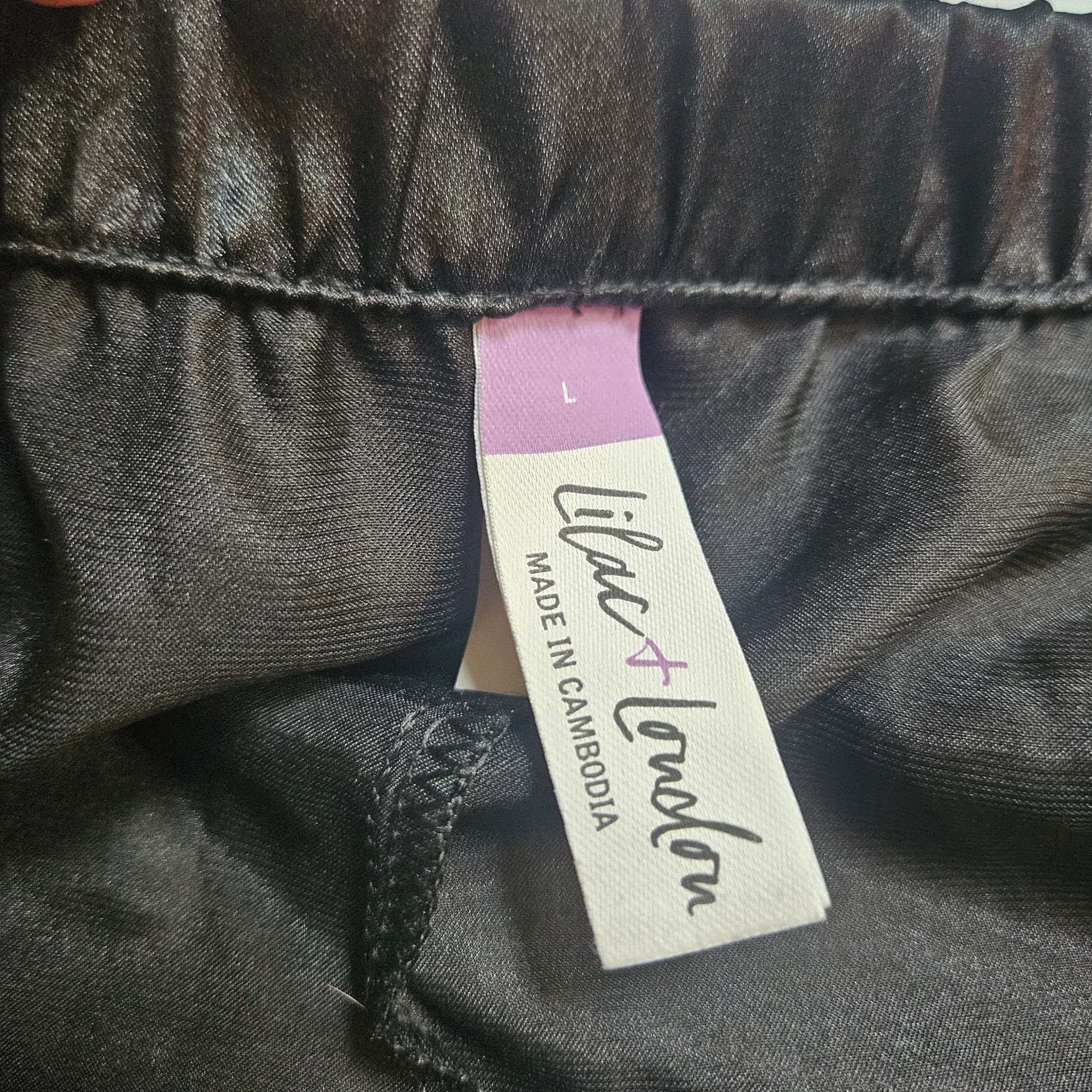 Lilac + London Black W/ Burgundy Trim Satin Feel Pajama Set Long Sleeve Sz L Red Size L - Image 6