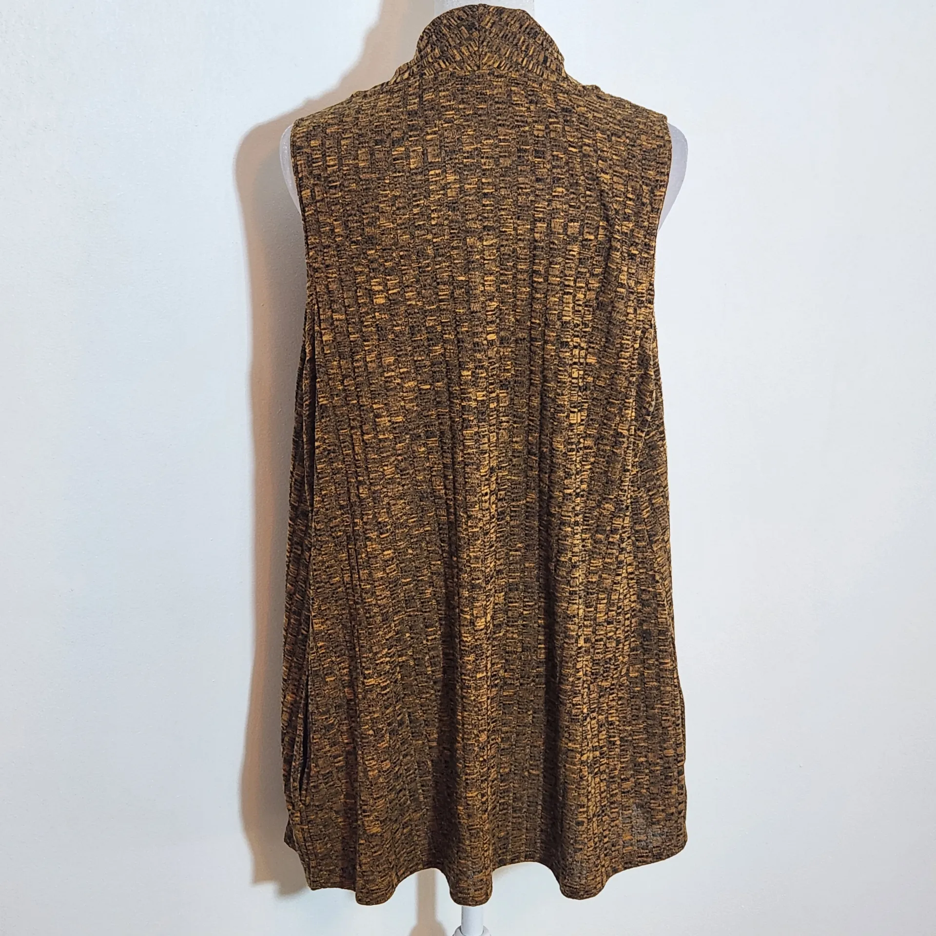 LOGO Lori Goldstein Golden Brown Open Front Cardigan Sweater Vest Size Large - Image 5