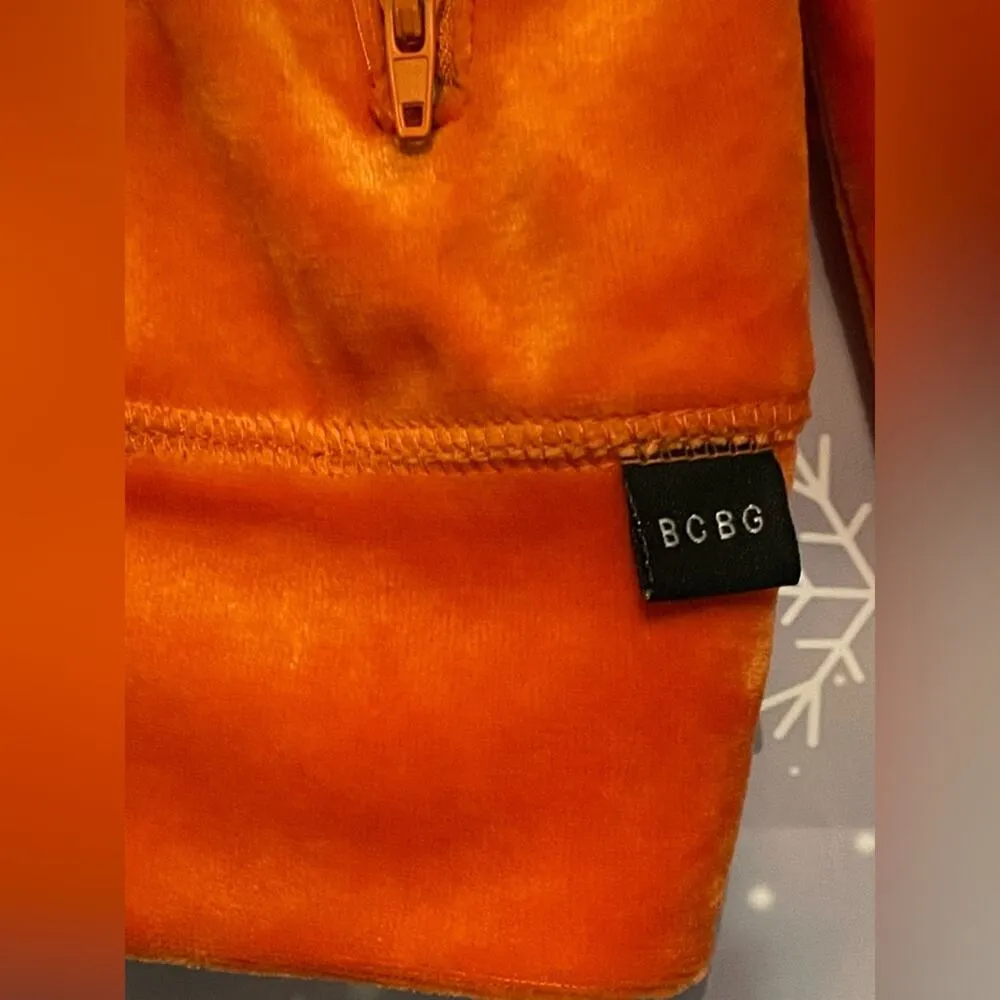 BCBGMaxAzria Vintage Orange Velour Zip Cover Jacket size Large - Image 2