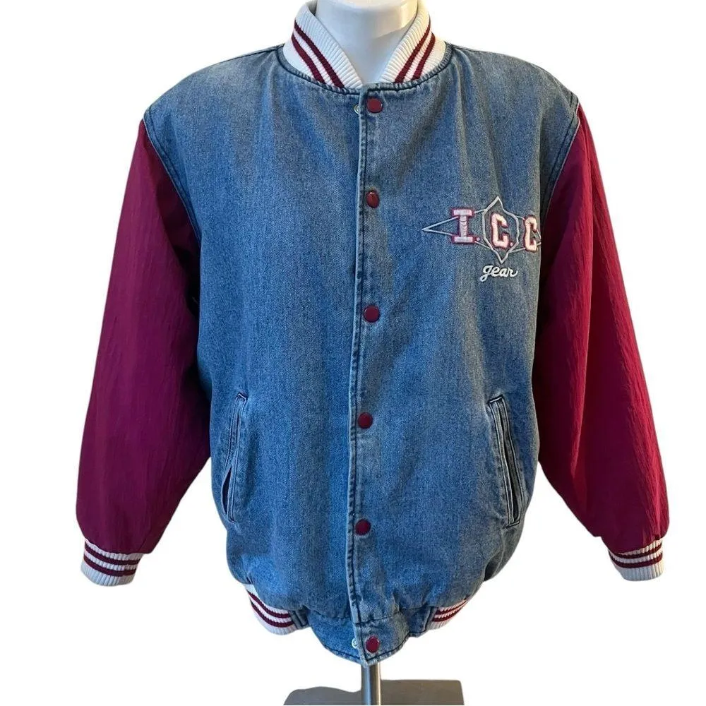 Vintage Ivy Club Classics Denim Bomber Jacket, Sz S Blue - Image 6