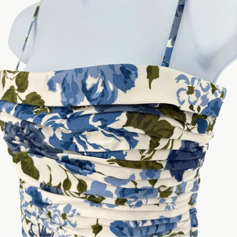 Reformation Orion Floral Organic Cotton Camisole Top | Sz 6 | White & Blue - Image 11