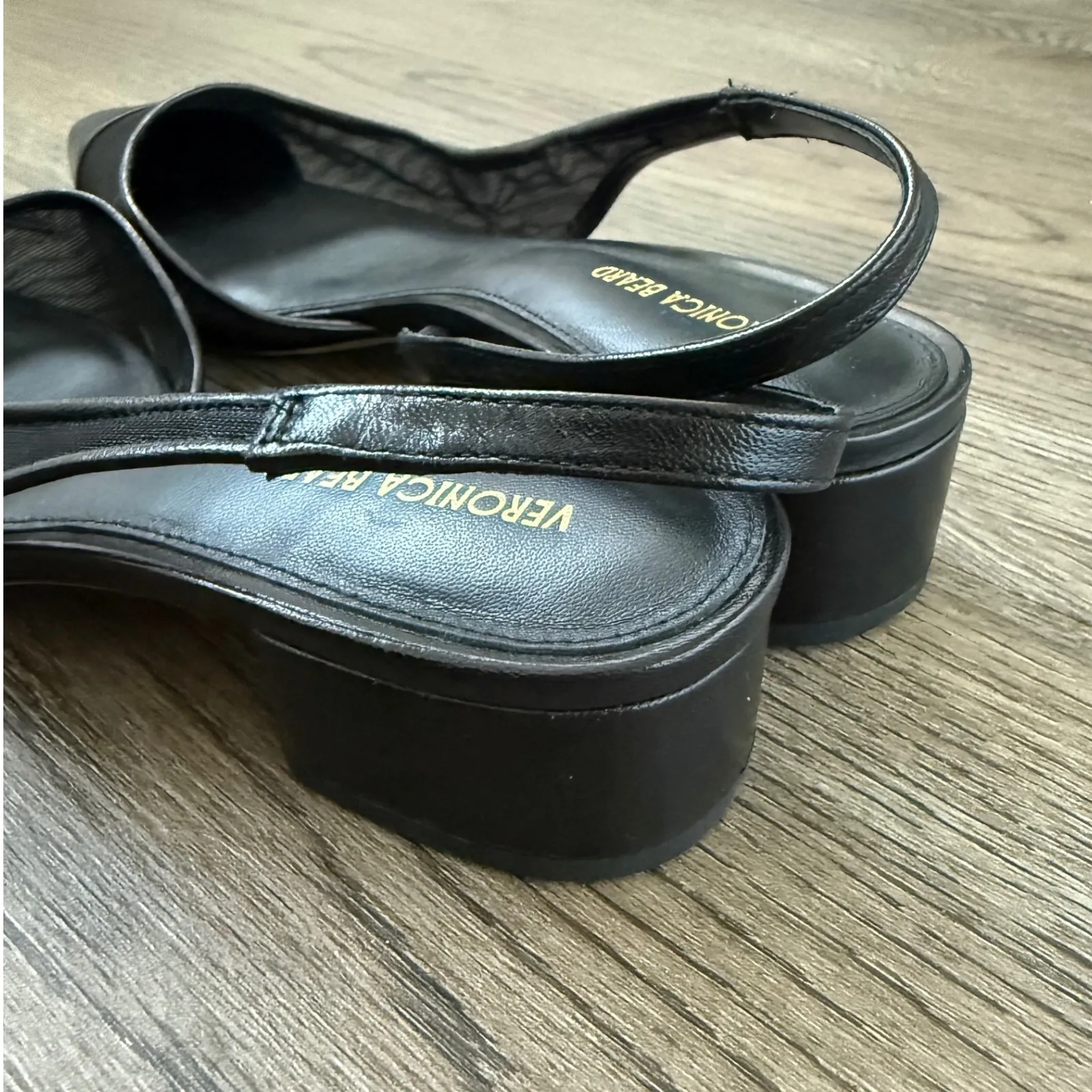 Veronica Beard Cecile Black Mesh Cap Toe Slingback Block Heels Women Size 7.5 - Image 6