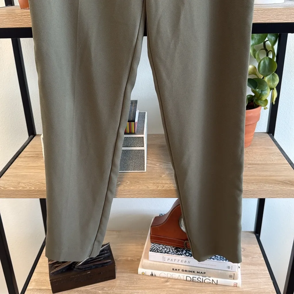 Trina Turk Mid-Rise Ankle Green Woven Career Dress Pant Trouser, 4 - Image 3