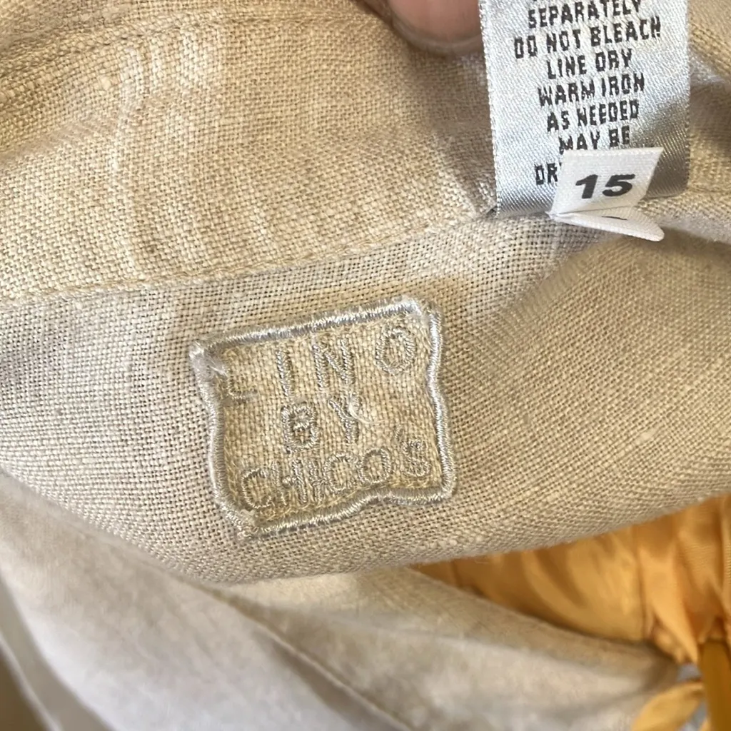 FINAL MARKDOWN Beige Button-Up Chicos linen shacket 3 xl - Image 4