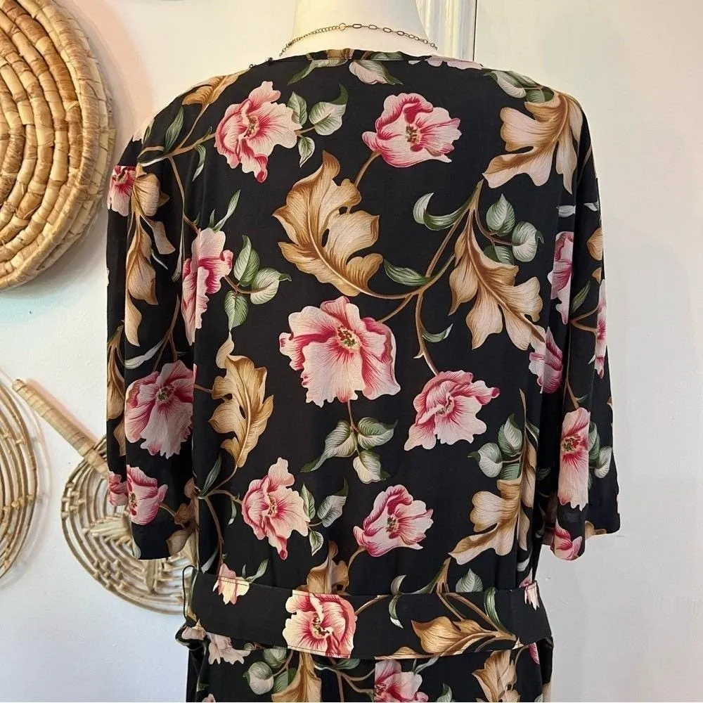 Vintage E.D. Michaels Plus Floral Rayon Midi Dress Cottagecore Romantic Sz 22 Pink - Image 7