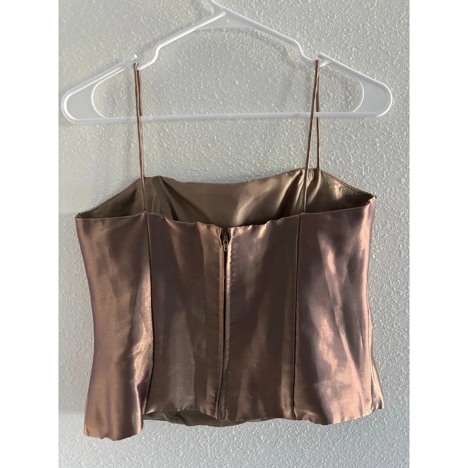 Vintage Dress Barn Top Womens 8 Brown Satin‎ Cropped Beaded Formal Party 90s - Image 2