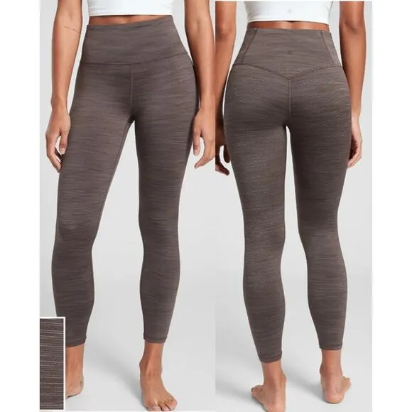 Athleta High Rise Elation Space Dye Ankle Leggings Brown Women's Size Large Yoga - Image 2
