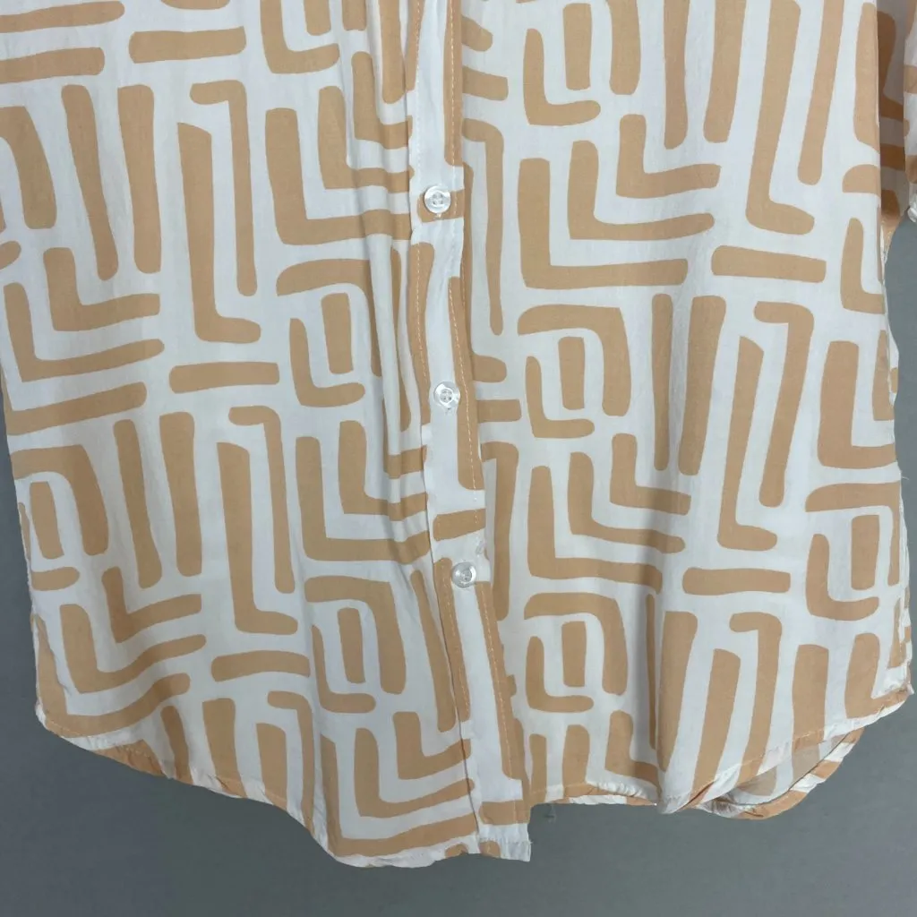 Sunburst Kiss Top Abstract Print Women Size Small White Cream Artsy Blouse Funky - Image 5