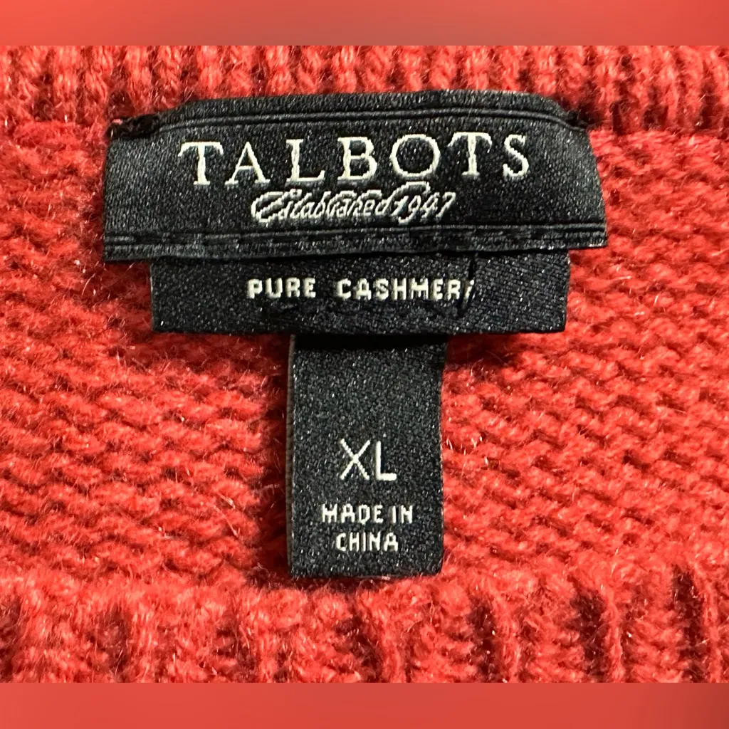 Talbots Pure Cashmere Pullover Sweater XL  Classic Preppy Red Rust Color - Image 7